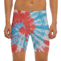 Orange And Blue Tie Dye Print Men's Long Boxer Briefs