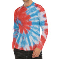 Orange And Blue Tie Dye Print Men's Long Sleeve Rash Guard