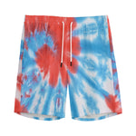 Orange And Blue Tie Dye Print Men's Sports Shorts