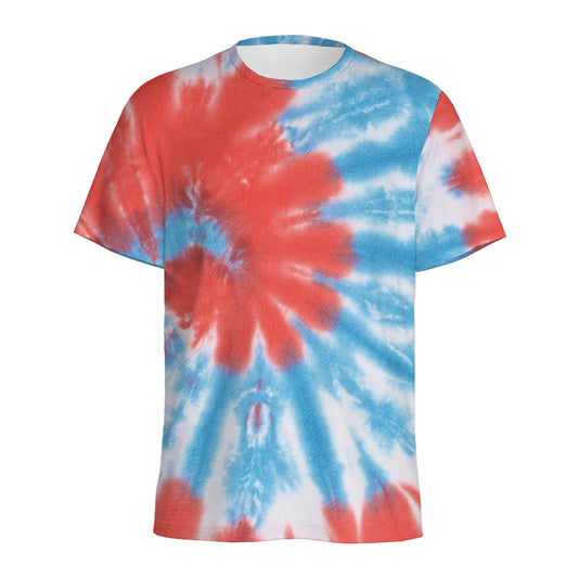 Orange And Blue Tie Dye Print Men's Sports T-Shirt