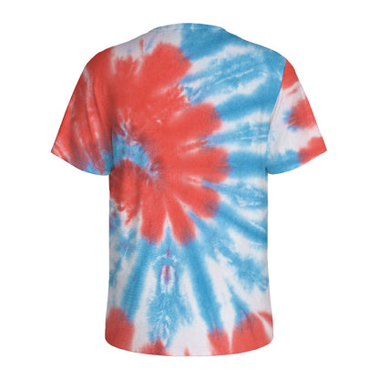 Orange And Blue Tie Dye Print Men's Sports T-Shirt