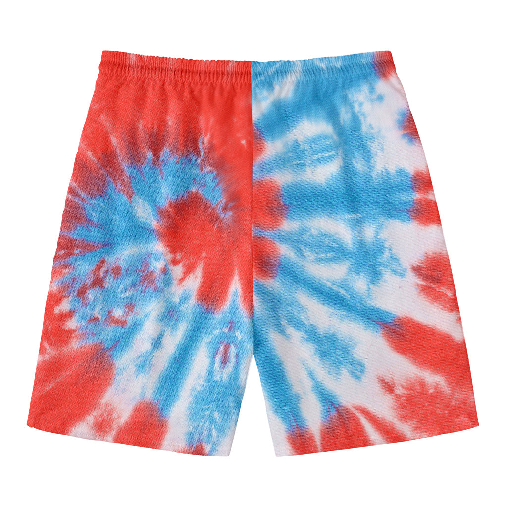 Orange And Blue Tie Dye Print Men's Swim Trunks