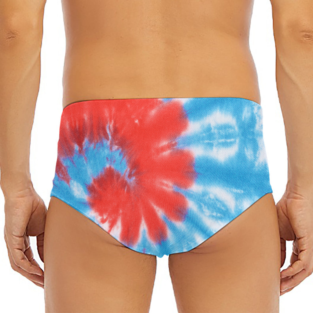 Orange And Blue Tie Dye Print Men's Triangle Swim Briefs