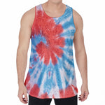 Orange And Blue Tie Dye Print Men's Velvet Tank Top