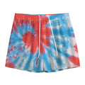 Orange And Blue Tie Dye Print Mesh Shorts
