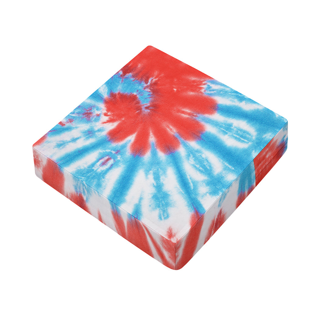 Orange And Blue Tie Dye Print Outdoor Seat Cushion Cover