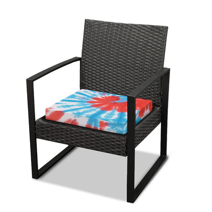 Orange And Blue Tie Dye Print Outdoor Seat Cushion Cover
