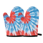 Orange And Blue Tie Dye Print Oven Mitts