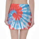 Orange And Blue Tie Dye Print Pencil Mini Skirt