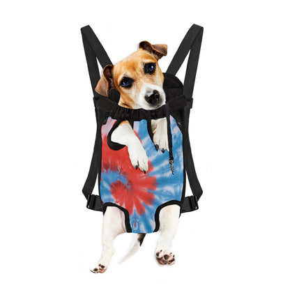 Orange And Blue Tie Dye Print Pet Carrier Backpack