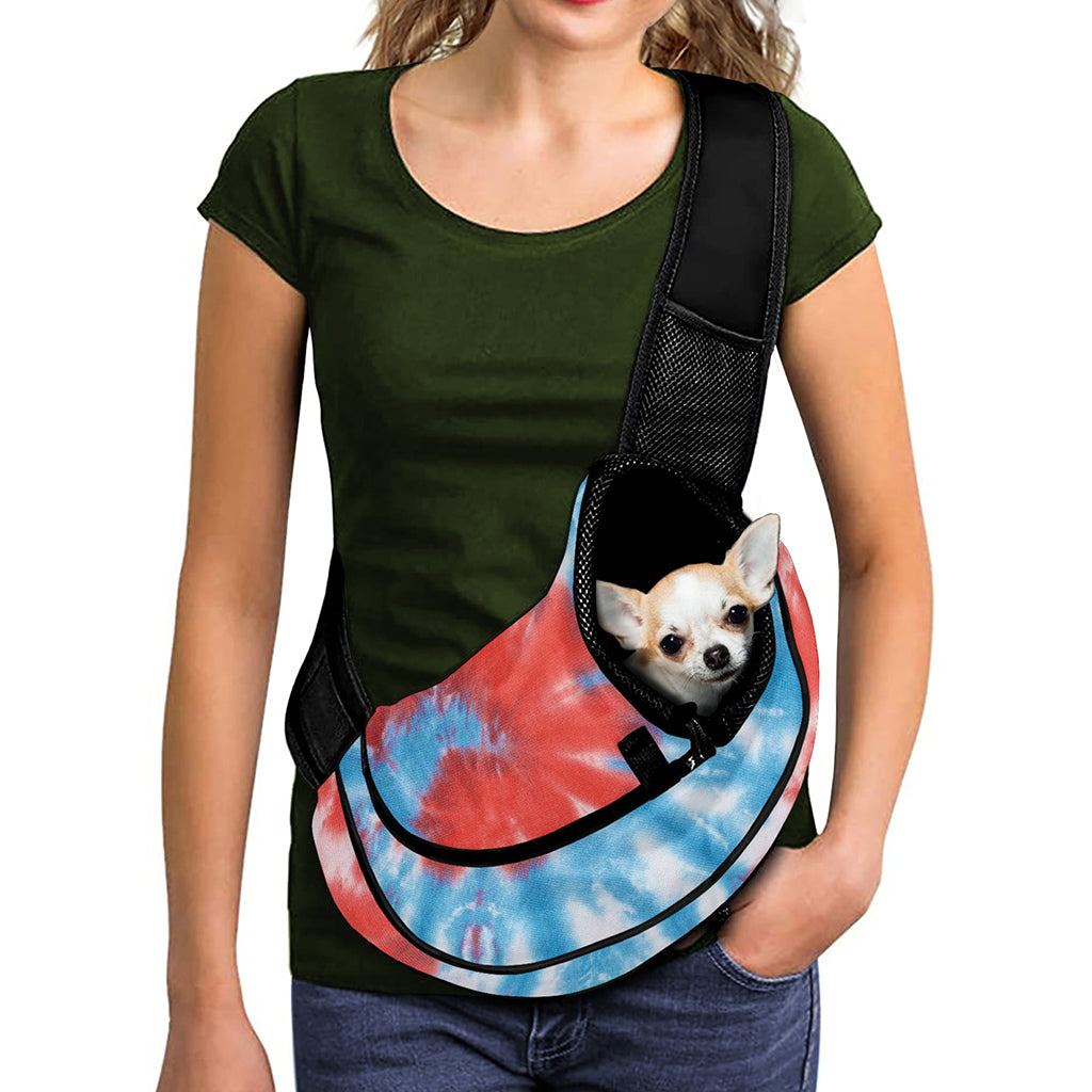 Orange And Blue Tie Dye Print Pet Sling Carrier