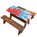 Orange And Blue Tie Dye Print Picnic Table Cover