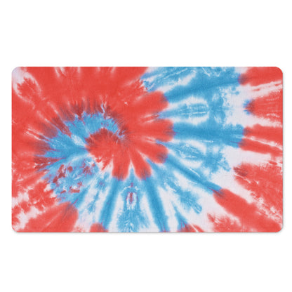 Orange And Blue Tie Dye Print Polyester Doormat