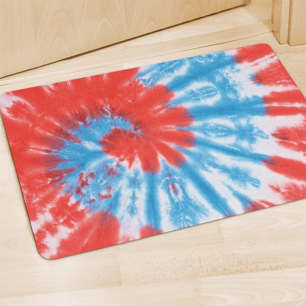 Orange And Blue Tie Dye Print Polyester Doormat