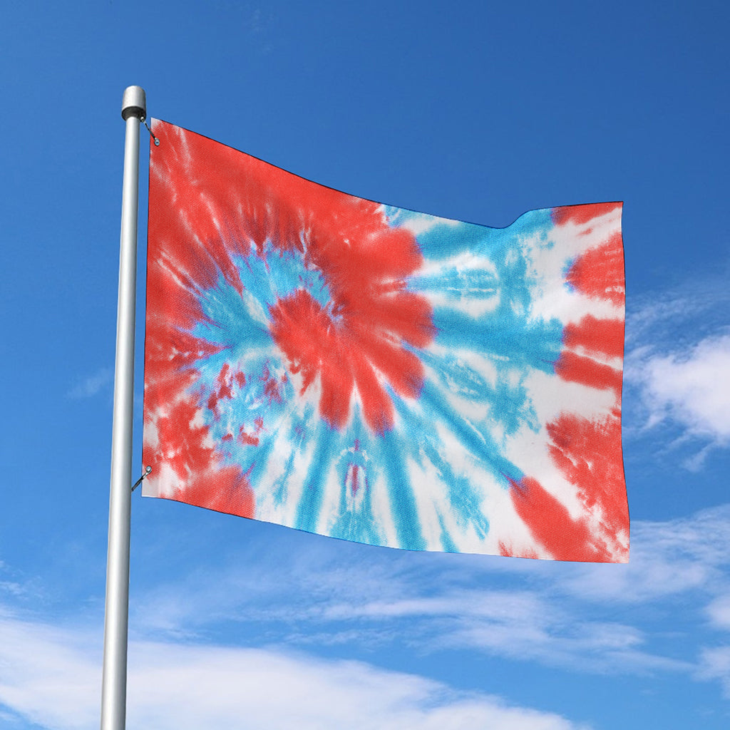 Orange And Blue Tie Dye Print Polyester Flag