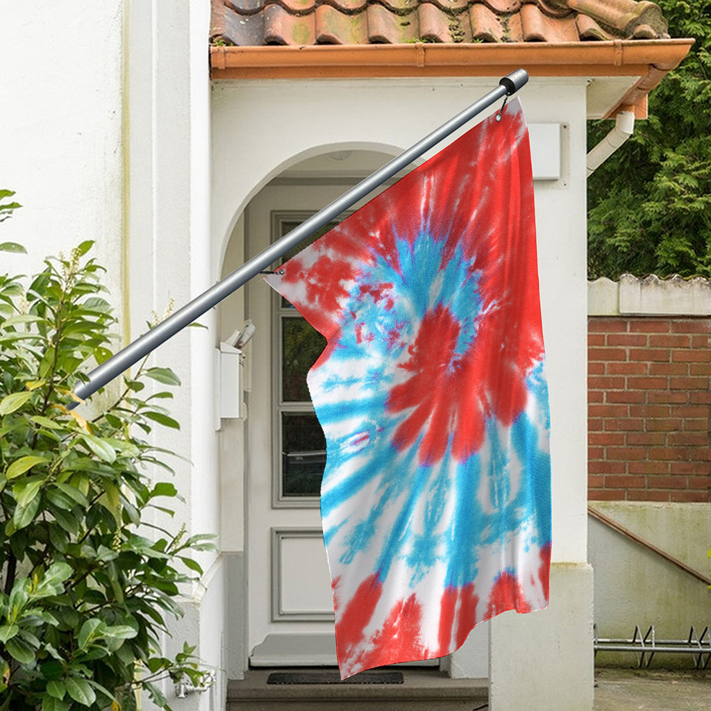 Orange And Blue Tie Dye Print Polyester Flag