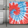 Orange And Blue Tie Dye Print Polyester Shower Curtain