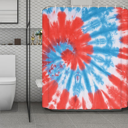 Orange And Blue Tie Dye Print Polyester Shower Curtain
