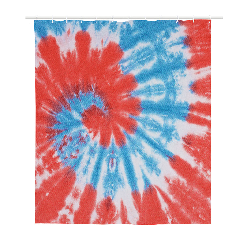 Orange And Blue Tie Dye Print Polyester Shower Curtain