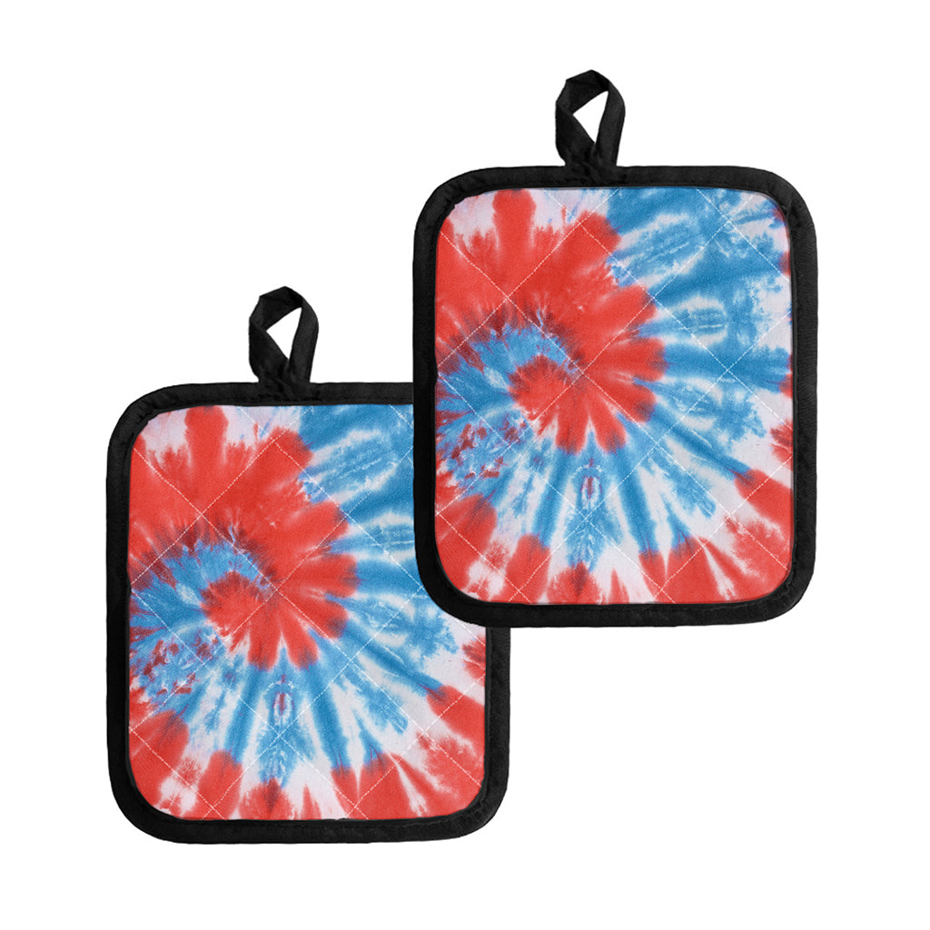 Orange And Blue Tie Dye Print Pot Holders