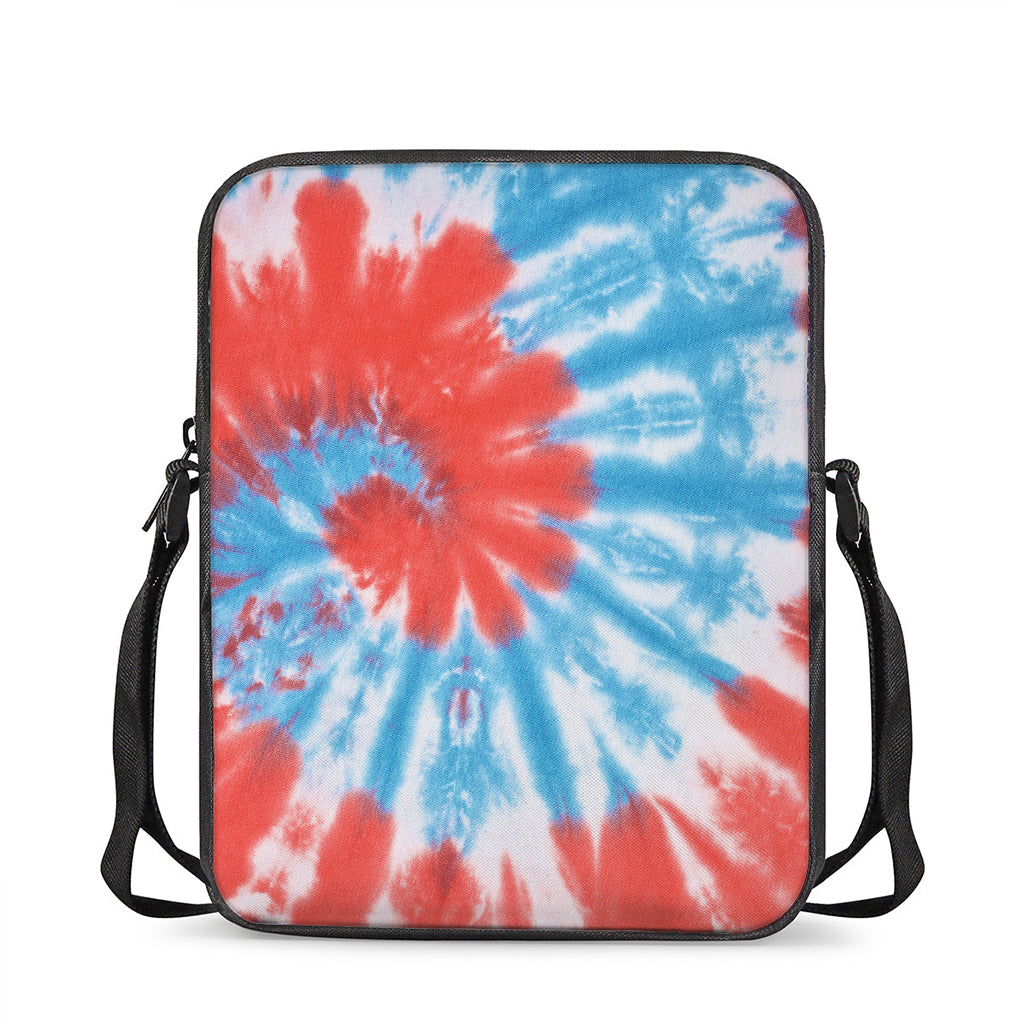 Orange And Blue Tie Dye Print Rectangular Crossbody Bag