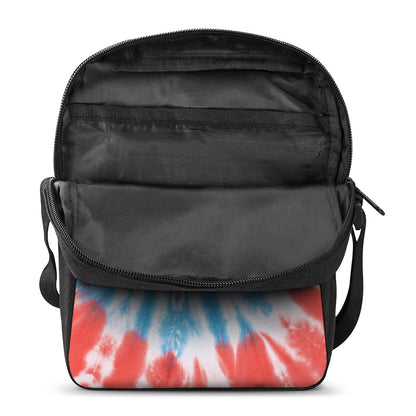 Orange And Blue Tie Dye Print Rectangular Crossbody Bag