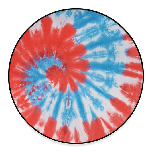 Orange And Blue Tie Dye Print Round Floor Mat