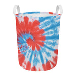 Orange And Blue Tie Dye Print Round Laundry Basket