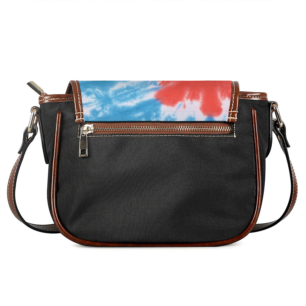 Orange And Blue Tie Dye Print Saddle Bag