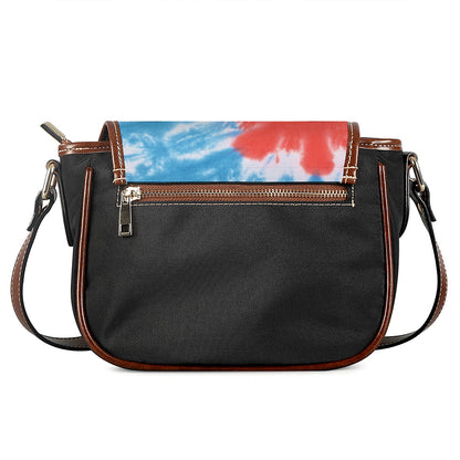 Orange And Blue Tie Dye Print Saddle Bag