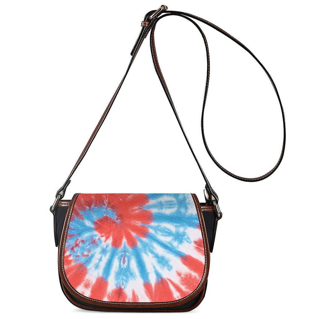 Orange And Blue Tie Dye Print Saddle Bag