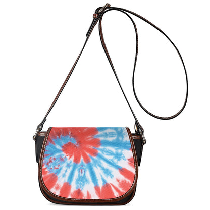 Orange And Blue Tie Dye Print Saddle Bag