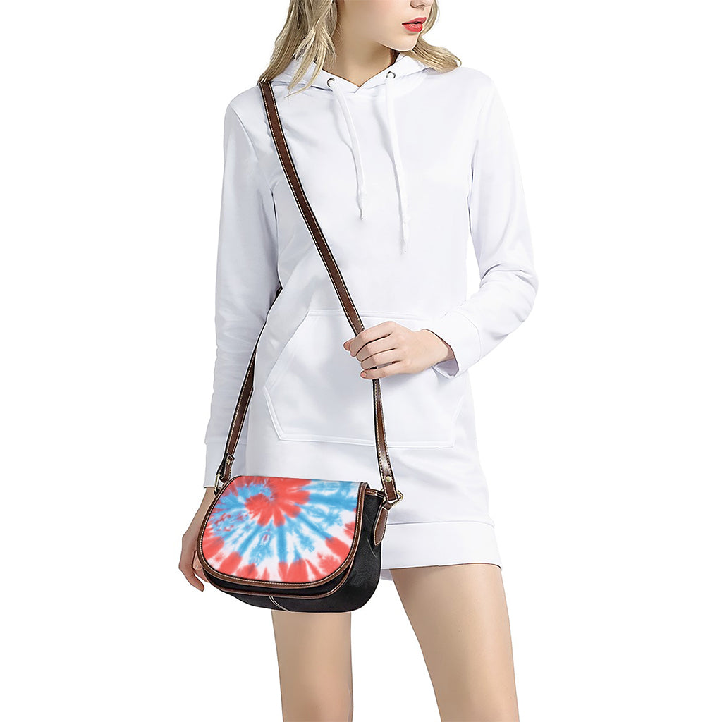 Orange And Blue Tie Dye Print Saddle Bag