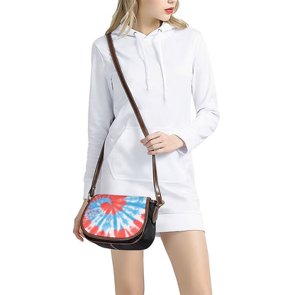 Orange And Blue Tie Dye Print Saddle Bag