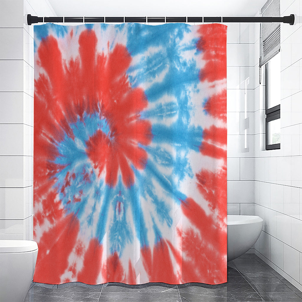 Orange And Blue Tie Dye Print Shower Curtain