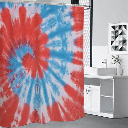 Orange And Blue Tie Dye Print Shower Curtain