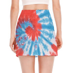 Orange And Blue Tie Dye Print Side Slit Mini Skirt
