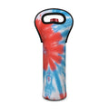 Orange And Blue Tie Dye Print Single Neoprene Wine Tote