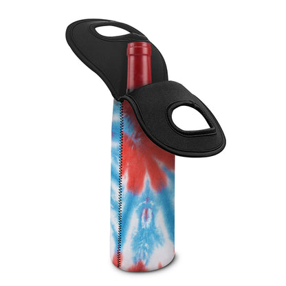 Orange And Blue Tie Dye Print Single Neoprene Wine Tote
