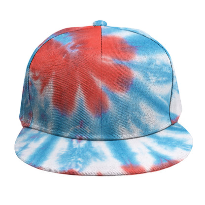 Orange And Blue Tie Dye Print Snapback Cap