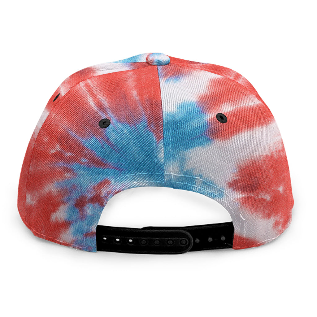 Orange And Blue Tie Dye Print Snapback Cap