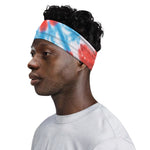 Orange And Blue Tie Dye Print Sports Headband