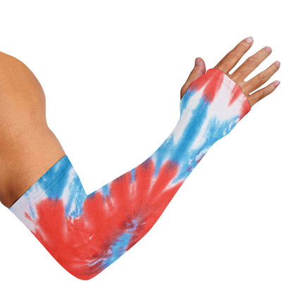 Orange And Blue Tie Dye Print Sun Protection Arm Sleeves