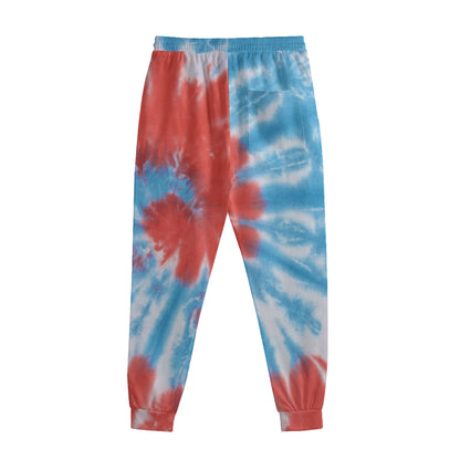 Orange And Blue Tie Dye Print Sweatpants