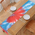 Orange And Blue Tie Dye Print Table Runner