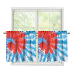 Orange And Blue Tie Dye Print Tier Curtains
