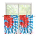 Orange And Blue Tie Dye Print Tier Curtains