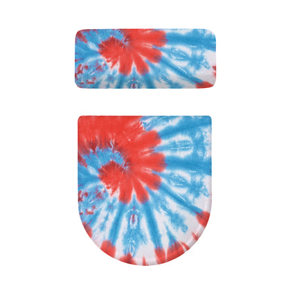 Orange And Blue Tie Dye Print Toilet Lid And Tank Cover Set