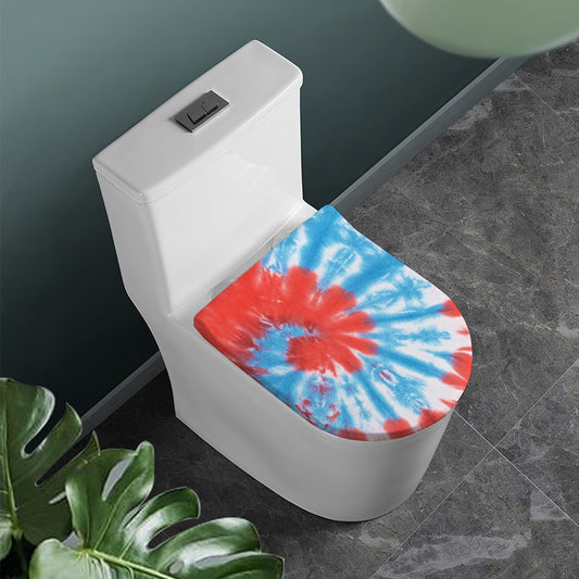 Orange And Blue Tie Dye Print Toilet Lid Cover