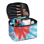 Orange And Blue Tie Dye Print Travel Makeup Bag